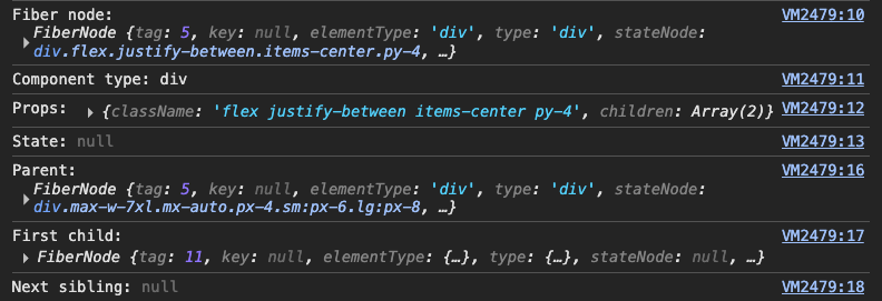 Fiber node inspection in browser DevTools